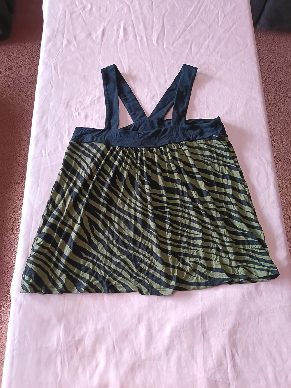 Michael Kors Size P/S Petite Tank Halter Neckline Green Black Zebra Print Womens